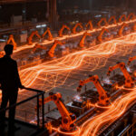Inversión en automatización industrial y escalabilidad para startups, representando la transformación digital en una planta de producción.
