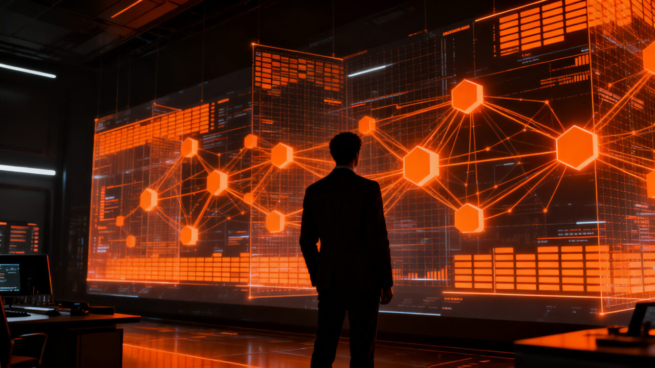 Empresario analizando datos de ciberseguridad en entorno digital, representando la inversión en protección de datos en empresas de LATAM.