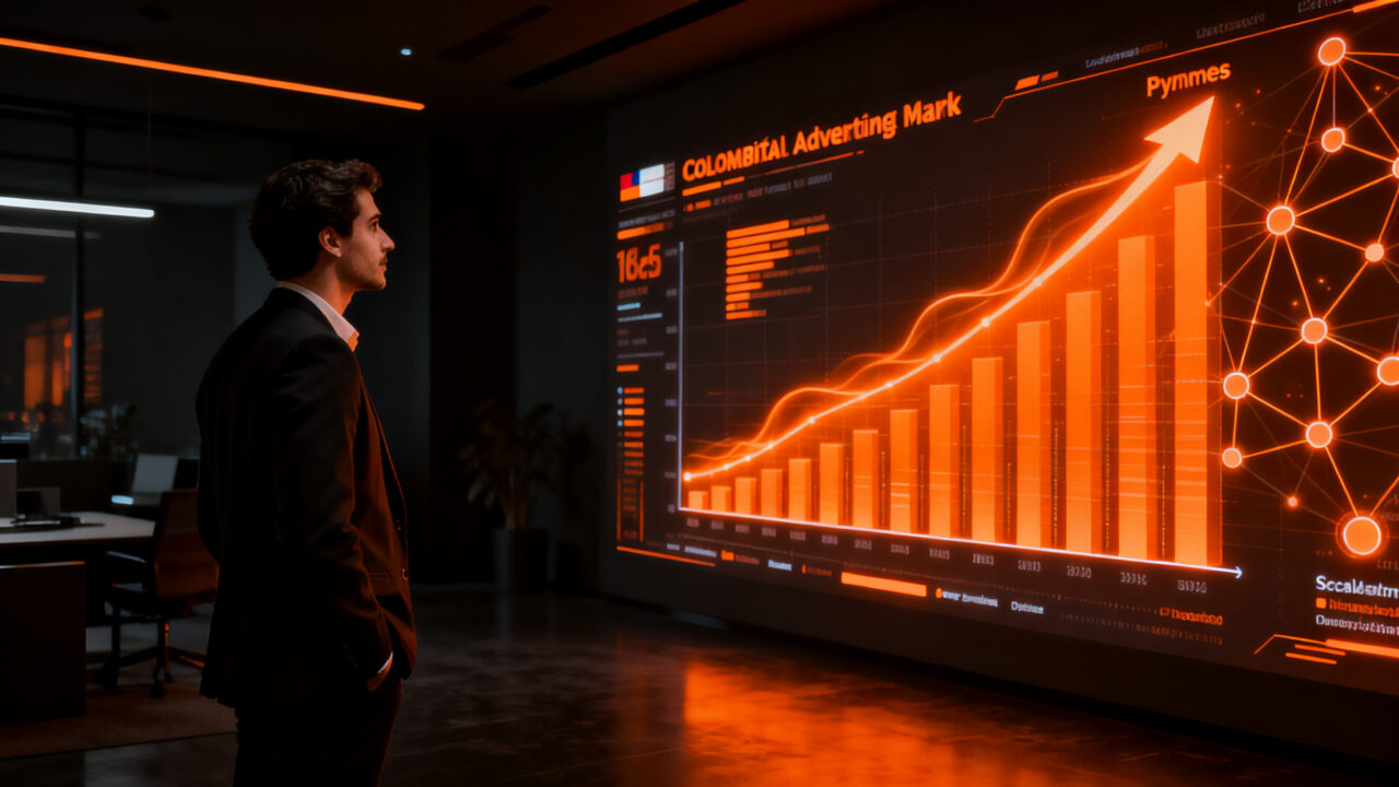 Crecimiento de la inversión en publicidad digital en Colombia, representando la transformación y el éxito de las pymes en el mercado.