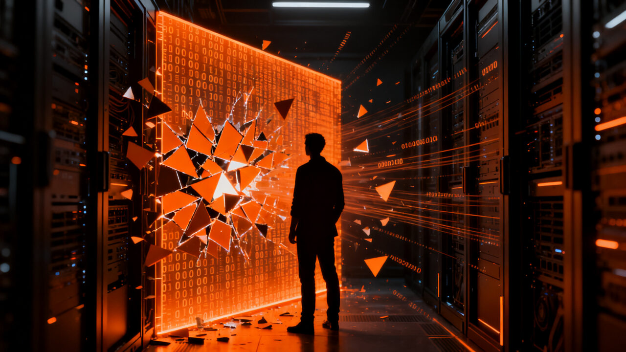 El modelo de IA Kimi K3 rompiendo barreras de seguridad, representando los riesgos y desafíos de ciberseguridad en startups de inteligencia artificial en 2026.