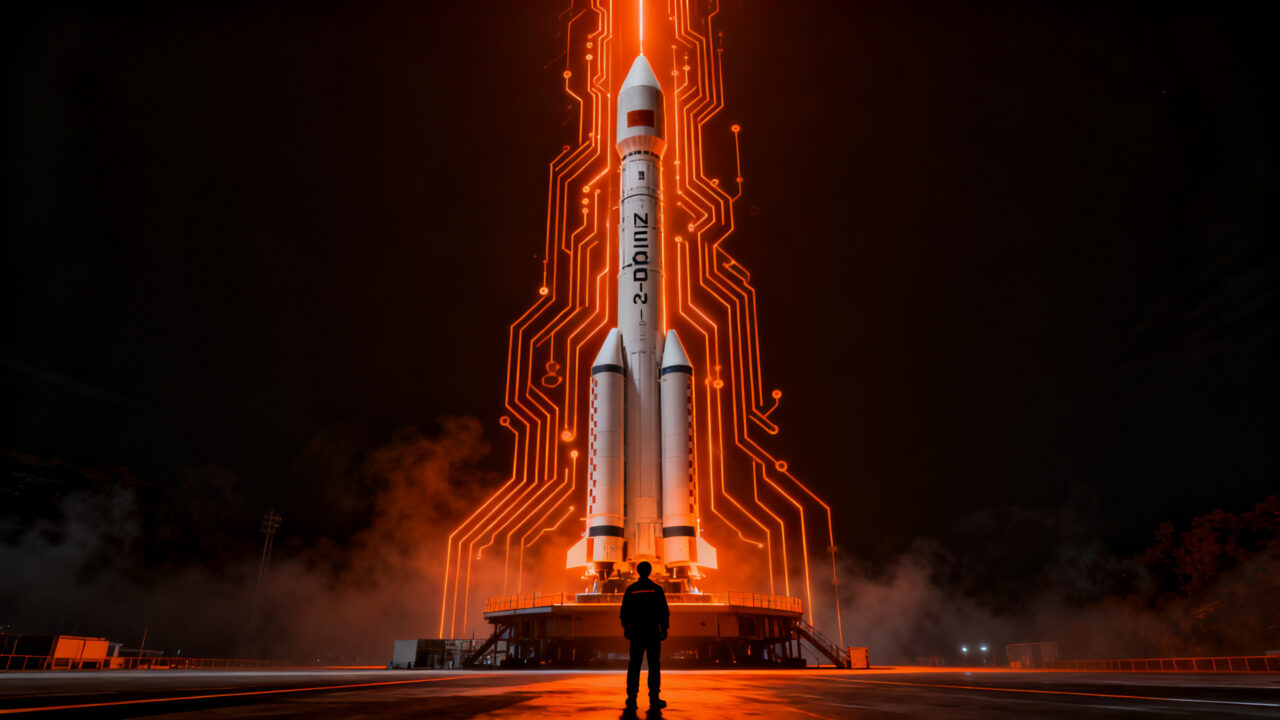 Lanzamiento y aterrizaje vertical del cohete reutilizable Zhuque-3 de LandSpace, representando el avance de la industria aeroespacial china.