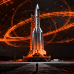Cohete Zhuque-3 de LandSpace aterrizando, simbolizando la competencia en reutilización de cohetes frente a SpaceX.