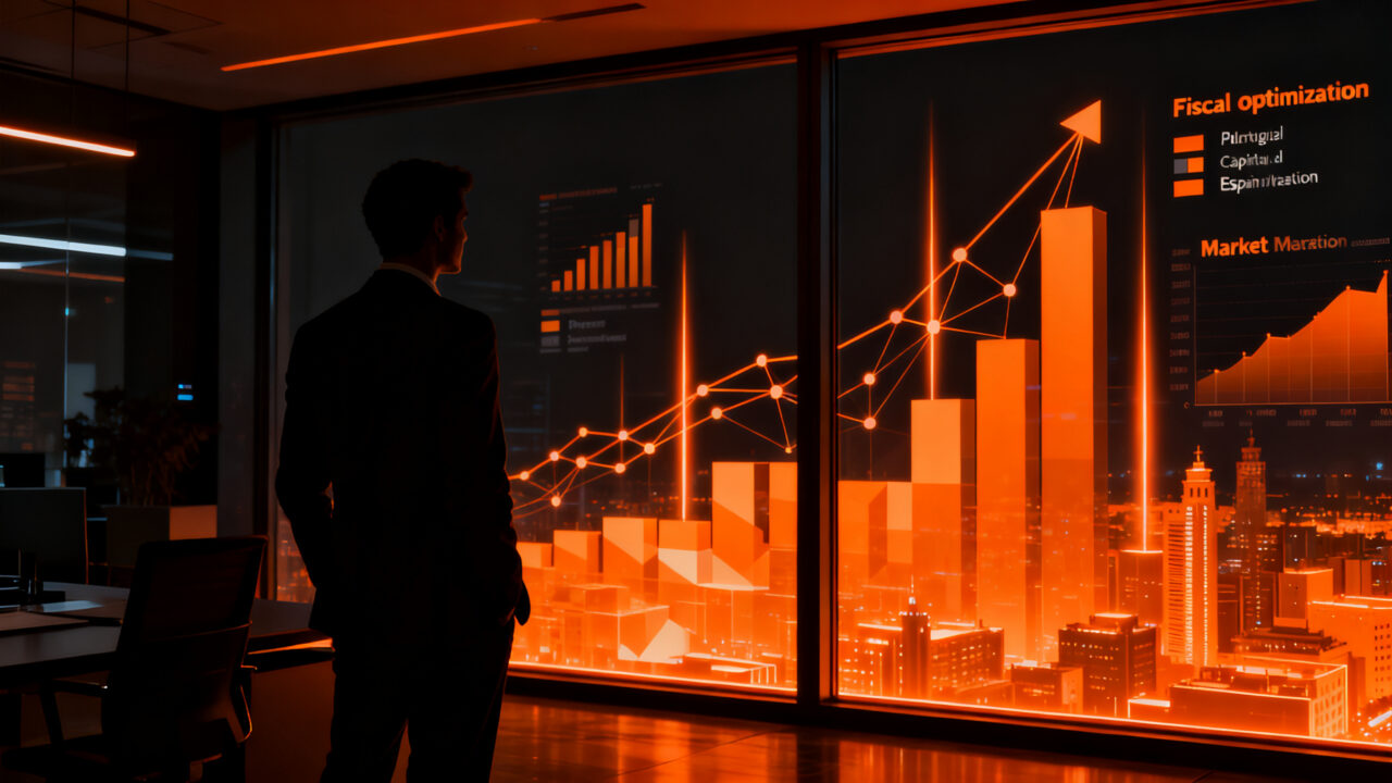 Profesional analizando datos financieros y flujo de capitales en un entorno de oficina futurista, representando el retorno de talento y la optimización fiscal bajo la Ley Beckham.