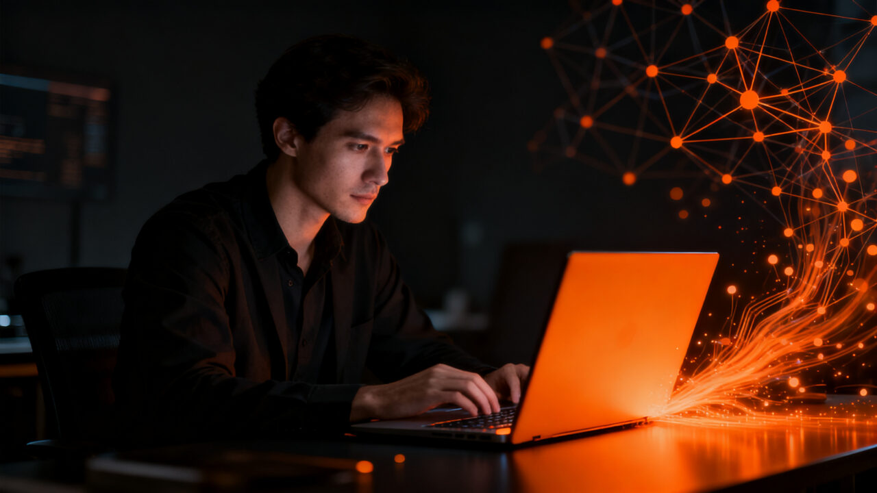 Modelo de IA on-device Liquid AI LFM2.5 ejecutándose en una laptop, representando inferencia local eficiente para startups.