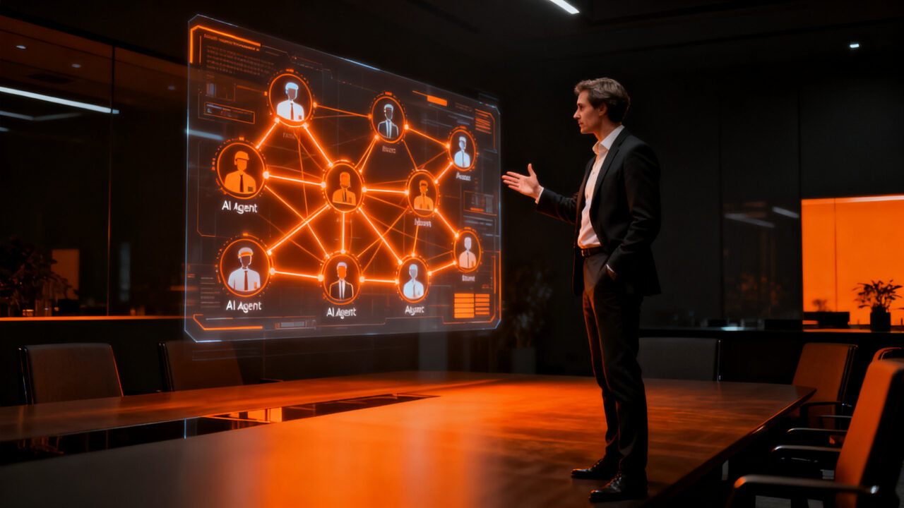 CEOs y emprendedores en evento sobre IA agéntica y trabajadores digitales en Madrid para transformar negocios.