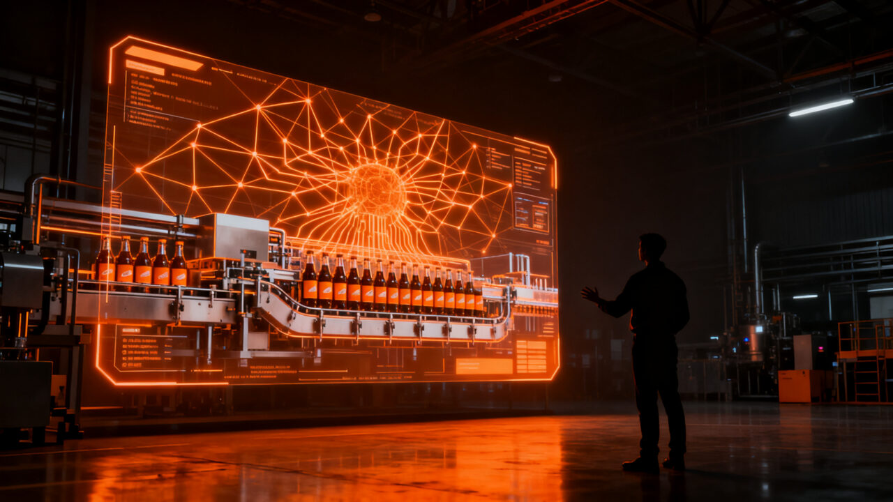 Transformación digital con inteligencia artificial y gemelos digitales en la industria de bebidas y hostelería.
