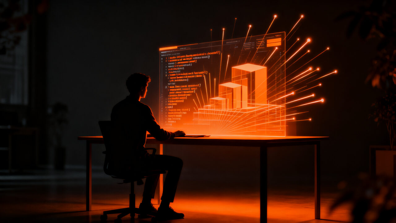 Desarrollador trabajando con MAI-Code-1.1-Flash de Microsoft, optimizando la programación con IA en startups.