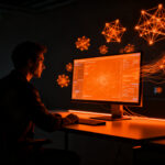 Desarrollador trabajando con inteligencia artificial local Meta Muse Glimmer en hardware de consumo para startups.