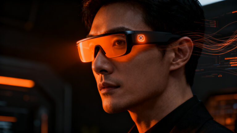 Persona usando gafas inteligentes Meta Ray-Ban, representando la privacidad y seguridad en wearables.