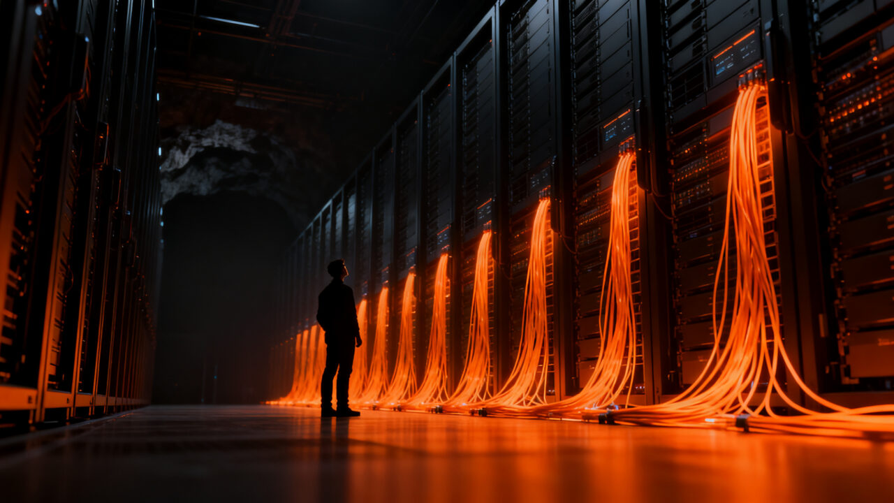 Infraestructura de centros de datos de Microsoft con chips de IA en espera de conexión, representando el cuello de botella en la expansión tecnológica.