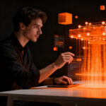 Emprendedor utilizando herramientas de automatización e IA para crear negocios digitales en 2026.
