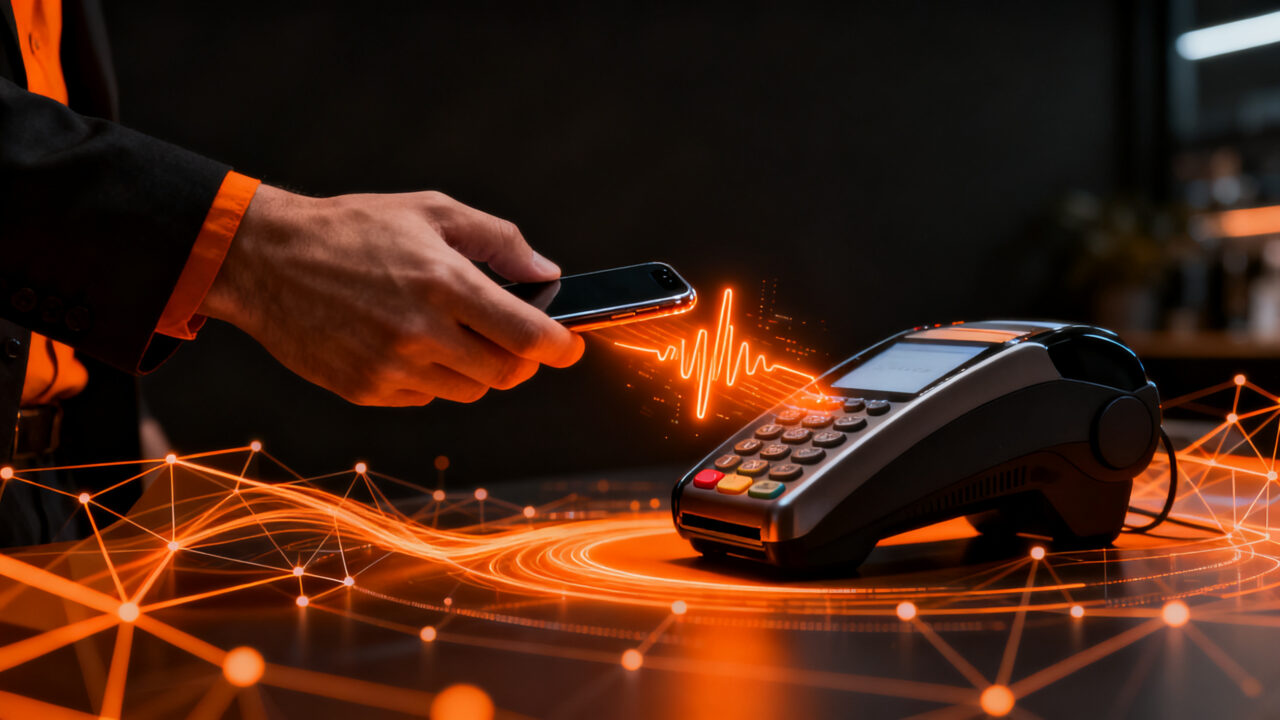 Usuario pagando con crédito digital Nequi en un datáfono, representando la integración fintech y el acceso a crédito en Colombia.