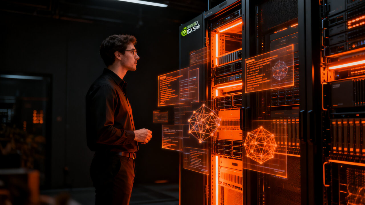 Ingeniero trabajando en infraestructura de IA de alto rendimiento con NVIDIA DGX Spark y NixOS para entornos reproducibles.