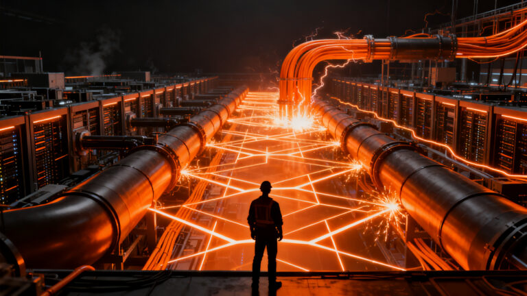 Inversión de Nvidia en infraestructura energética para centros de datos de IA, representando el desafío de la energía eléctrica en startups tecnológicas.