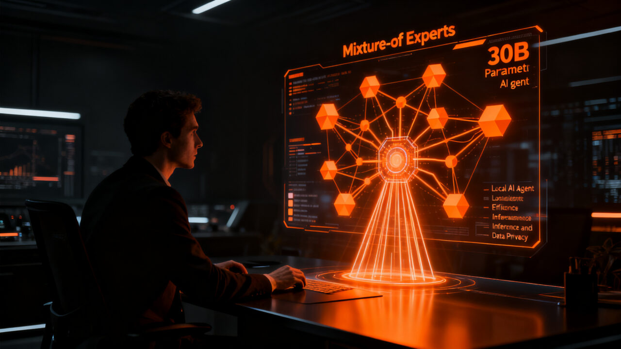 Silueta de un profesional trabajando con agentes de IA local de NVIDIA Nemotron en un entorno tecnológico, optimizando la automatización para startups.