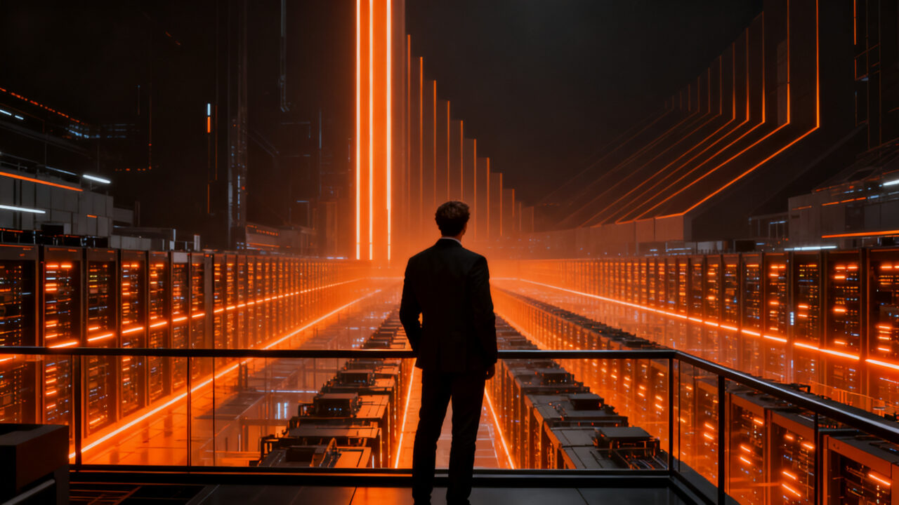 Gráfico conceptual de crecimiento masivo de Nvidia e IA, representando el ascenso de los centros de datos y la inversión en infraestructura tecnológica.