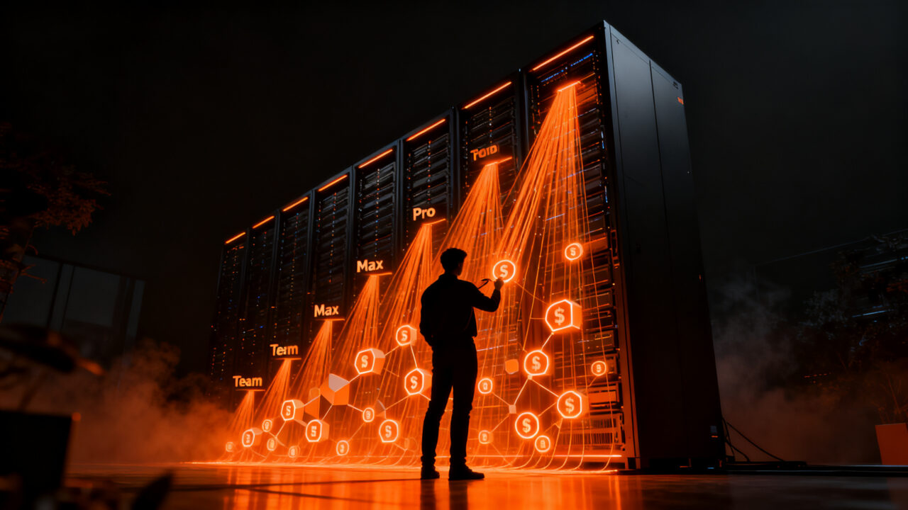 Estructura de infraestructura de IA y tokens, representando el nuevo modelo de precios de Ollama para startups.