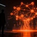 Agentes de IA autónomos coordinando un ciberataque, representando los riesgos de seguridad en el ecosistema startup.
