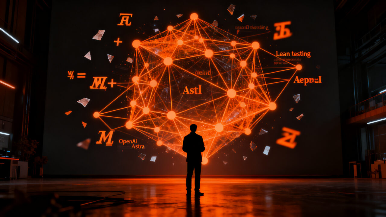 Investigador analizando redes neuronales de OpenAI Astra, representando la crisis de matemáticos en la investigación de IA y pruebas Lean.