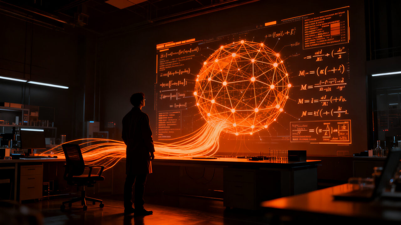 Investigador analizando soluciones matemáticas avanzadas generadas por OpenAI Astra, simbolizando la eficiencia en IA de razonamiento.