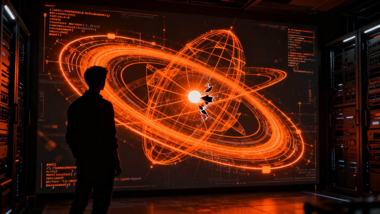 Silueta de un desarrollador frente a una interfaz de IA compleja, simbolizando el impacto de OpenAI, Cursor y SpaceX en la industria tecnológica.