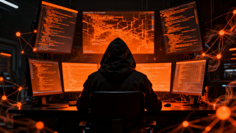 Agentes de IA autónomos operando en las sombras, representando riesgos de ciberseguridad y hackeo avanzado en el ecosistema startup.