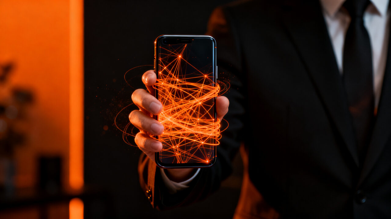 Agente de IA OpenClaw en un smartphone, representando la automatización y productividad móvil en un entorno tecnológico.