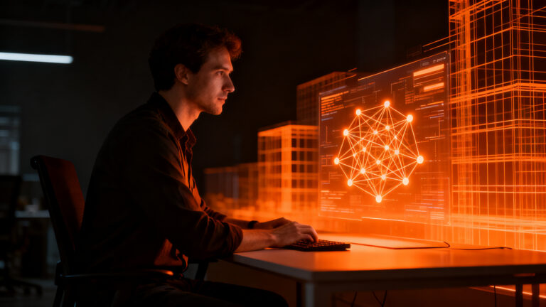 Ingeniero de software optimizando un compilador JIT de alto rendimiento con IA, representando velocidad y arquitectura ARM64.