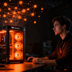 Agente de IA local ejecutándose en hardware Nvidia, representando la computación privada y sin costes de tokens de Perplexity Portable Computer.