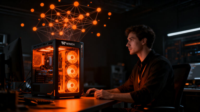 Agente de IA local ejecutándose en hardware Nvidia, representando la computación privada y sin costes de tokens de Perplexity Portable Computer.