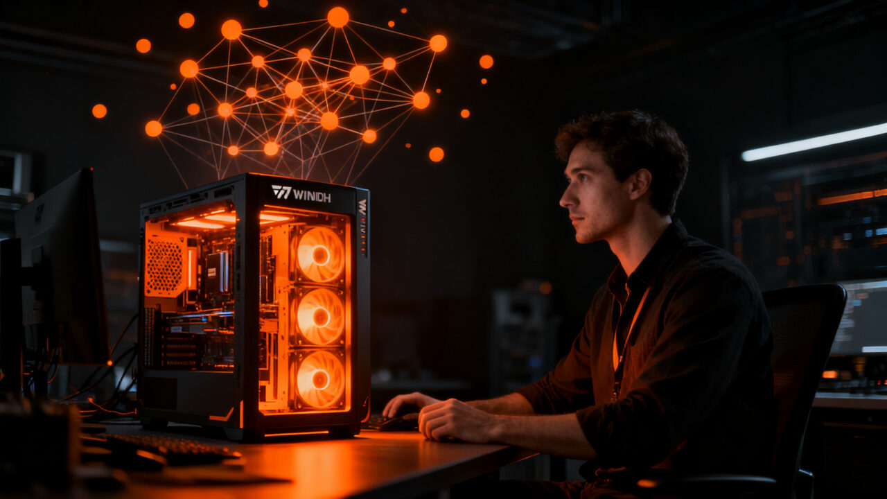 Agente de IA local ejecutándose en hardware Nvidia, representando la computación privada y sin costes de tokens de Perplexity Portable Computer.