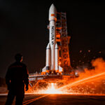 El cohete MIURA 5 de PLD Space despegando hacia el espacio, simbolizando el contrato multimillonario con la ESA para el lanzamiento de satélites europeos.
