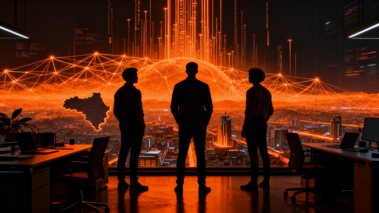 Fundadores de la startup Primero celebrando ronda de inversión de 12 millones de dólares para transformar empresas latinas con inteligencia artificial.