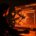 Un desarrollador de software analizando código fuente con vulnerabilidades de seguridad en un entorno oscuro y profesional.