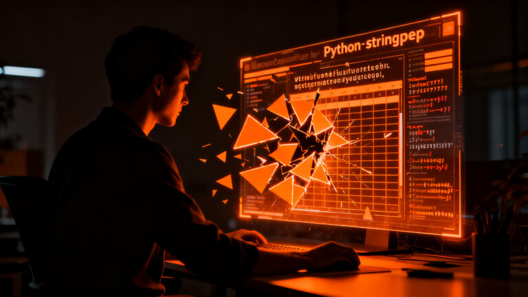 Un desarrollador de software analizando código fuente con vulnerabilidades de seguridad en un entorno oscuro y profesional.