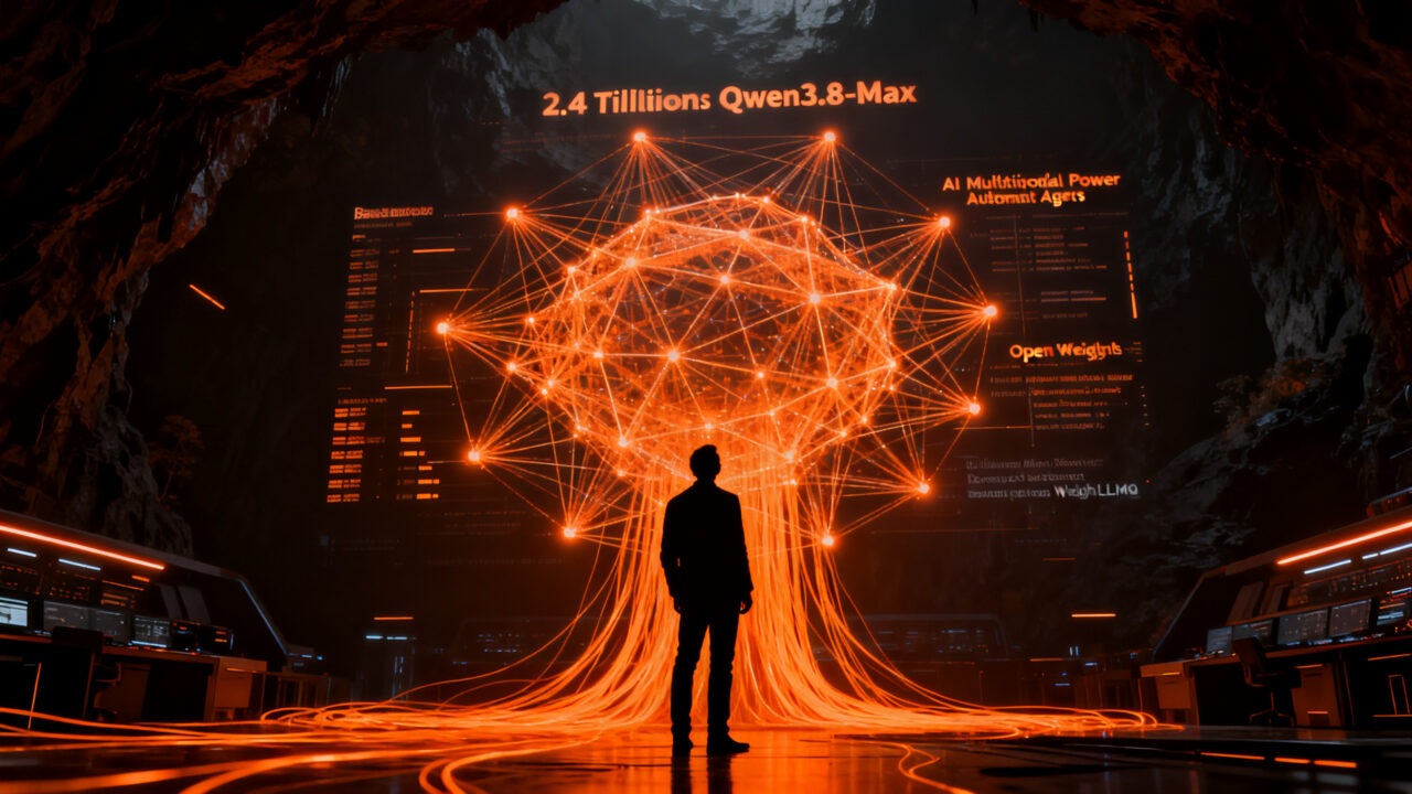 Líder de startup analizando la potencia de la IA Qwen3.8-Max y agentes autónomos en un entorno tecnológico avanzado.