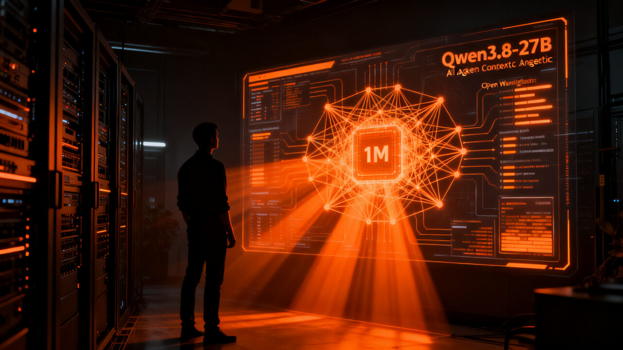 Desarrollador trabajando con Qwen3.8-27B, modelo de IA local de alto rendimiento para startups.