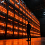 Emprendedor frente a un muro de datos digitales representando el rechazo social a la inteligencia artificial en 2026.