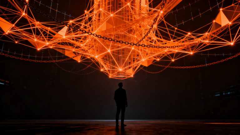Silueta humana interactuando con una red neuronal de IA, representando las nuevas regulaciones de inteligencia artificial en China y la dependencia emocional de chatbots.