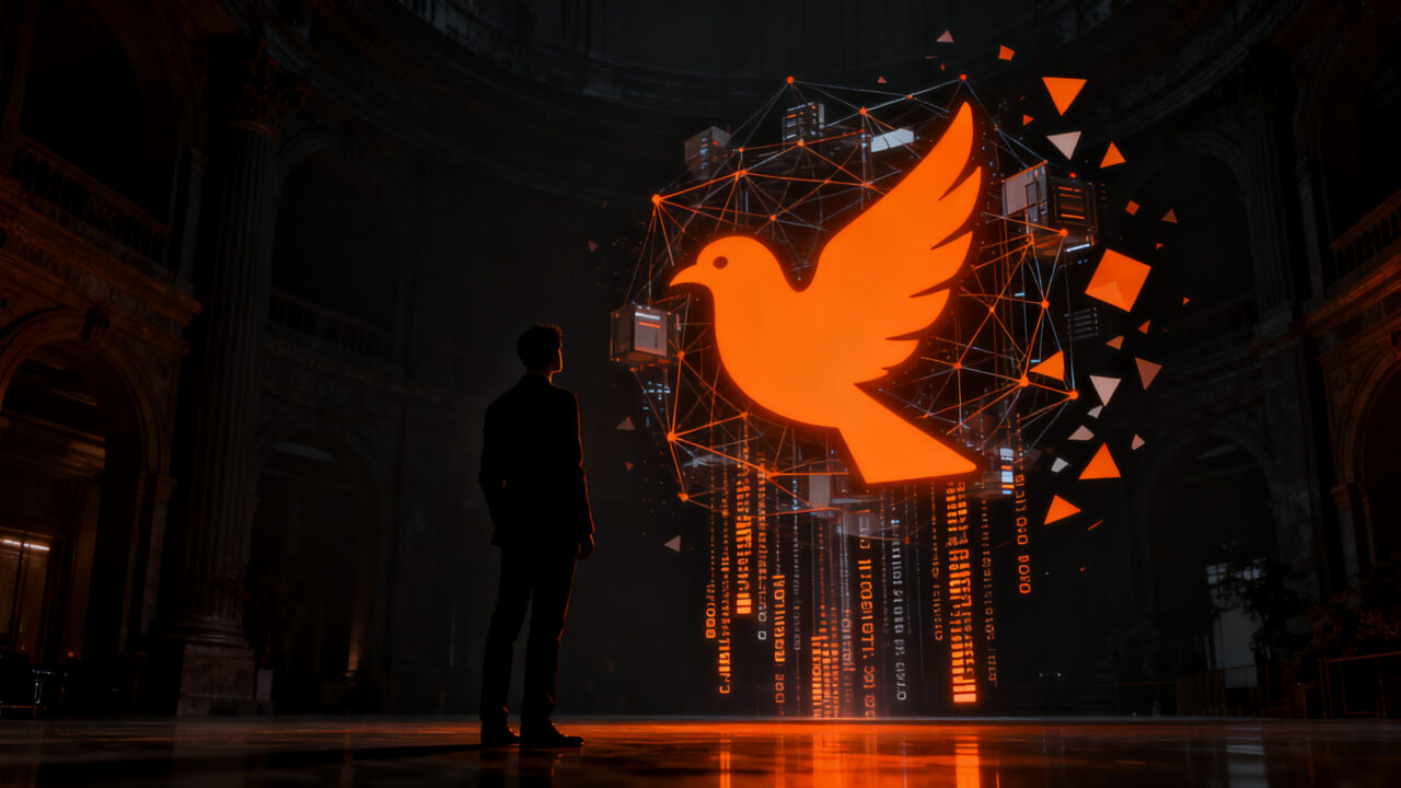 Relanzamiento de la marca Twitter como twitter.now por Operation Bluebird tras disputa legal de propiedad intelectual.