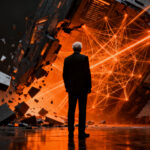 Silueta de un ejecutivo frente a una red neuronal compleja, representando la reorganización estratégica de IA en Google y los retos éticos del sector.