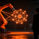 Concepto de seguros para startups de IA y robótica con Risklytics, protegiendo la innovación tecnológica.