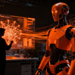 Robots humanoides y physical AI en la industria tecnológica, representando el futuro de la robótica y el entrenamiento de datos.