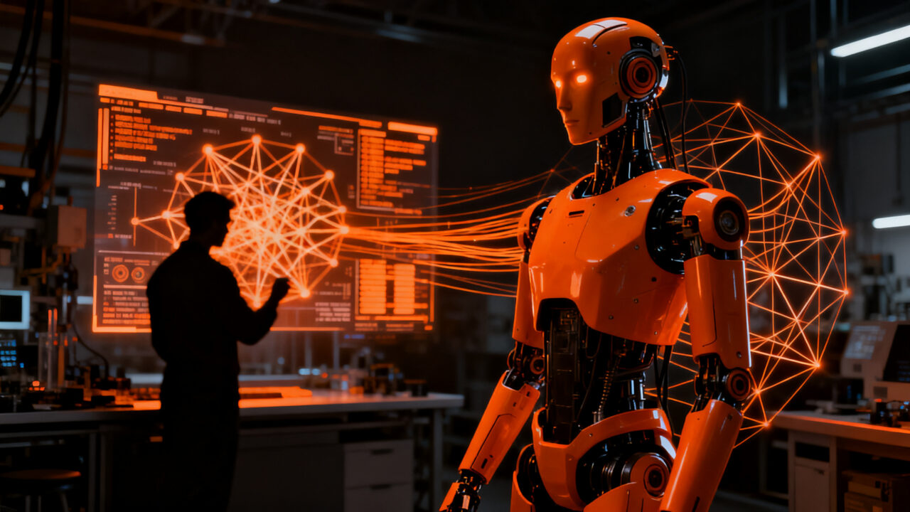 Robots humanoides y physical AI en la industria tecnológica, representando el futuro de la robótica y el entrenamiento de datos.