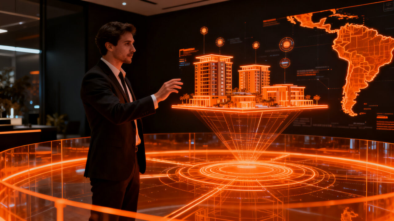 Showroom virtual de inmobiliaria en 3D para ecommerce y preventa, representando la innovación proptech de RVisioon en Latinoamérica.