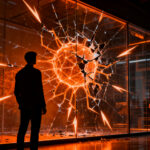 Estratega de ciberseguridad observando una red neuronal de IA en peligro, representando la protección de startups frente a agentes autónomos.