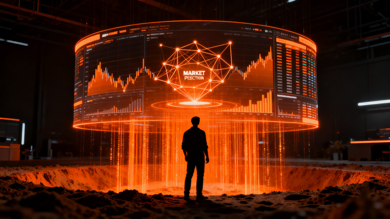 Programador analizando agentes autónomos de IA en un sandbox de trading de alto rendimiento en blockchain.