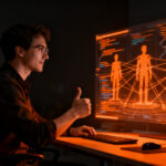 Agentes de inteligencia artificial colaborando en el desarrollo de software dentro de una plataforma de chat profesional.