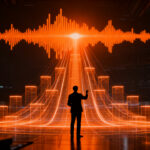 Representación visual de IA conversacional y automatización operativa, simbolizando el crecimiento de márgenes y eficiencia en SoundHound AI.
