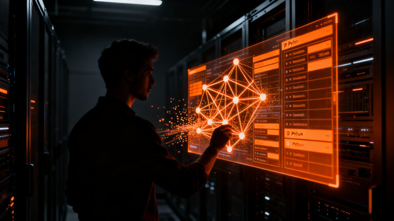 Desarrollador trabajando con bases de datos SQLite y herramientas de automatización de datos en un entorno de startup.